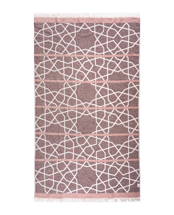 Peshtemal Turkish towel with geometric pattern, cotton - Shopping Blue