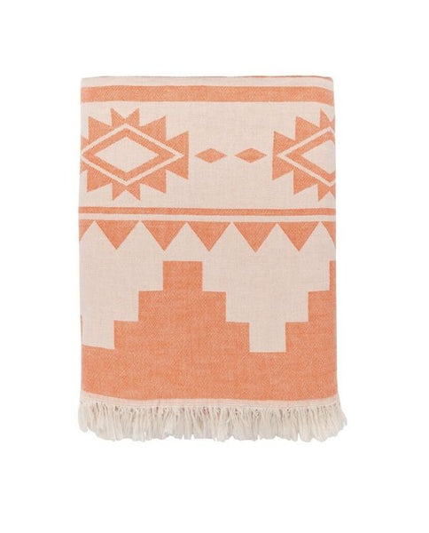 Peshtemal Turkish towel with Aztec pattern, orange - Shopping Blue